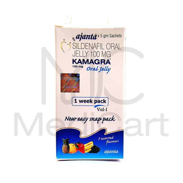 Kamagra Oral Jelly 100mg | Ajanta Sildenafil 100mg – 7 Sachets