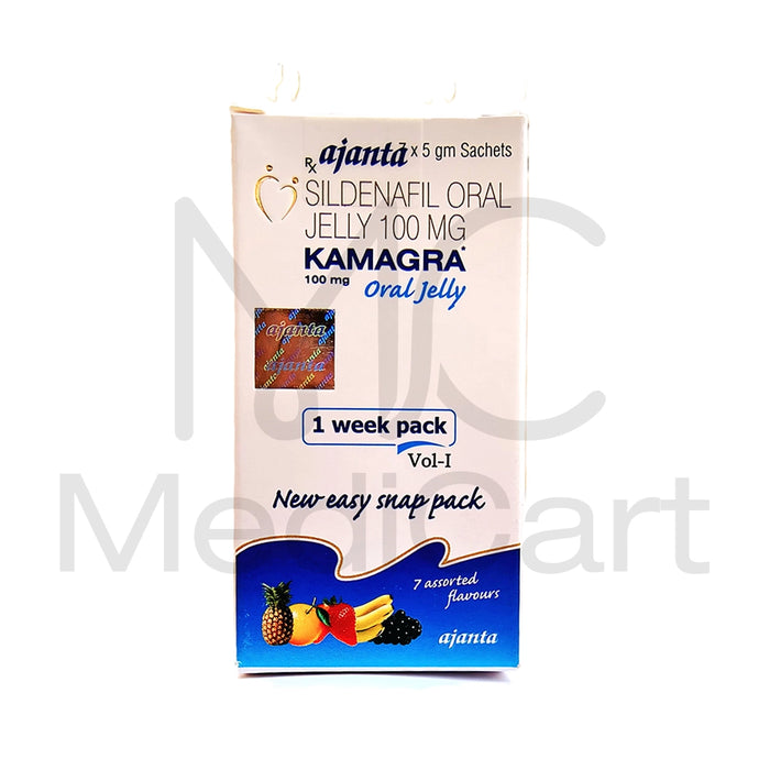 Kamagra Oral Jelly 100mg | Ajanta Sildenafil 100mg – 7 Sachets