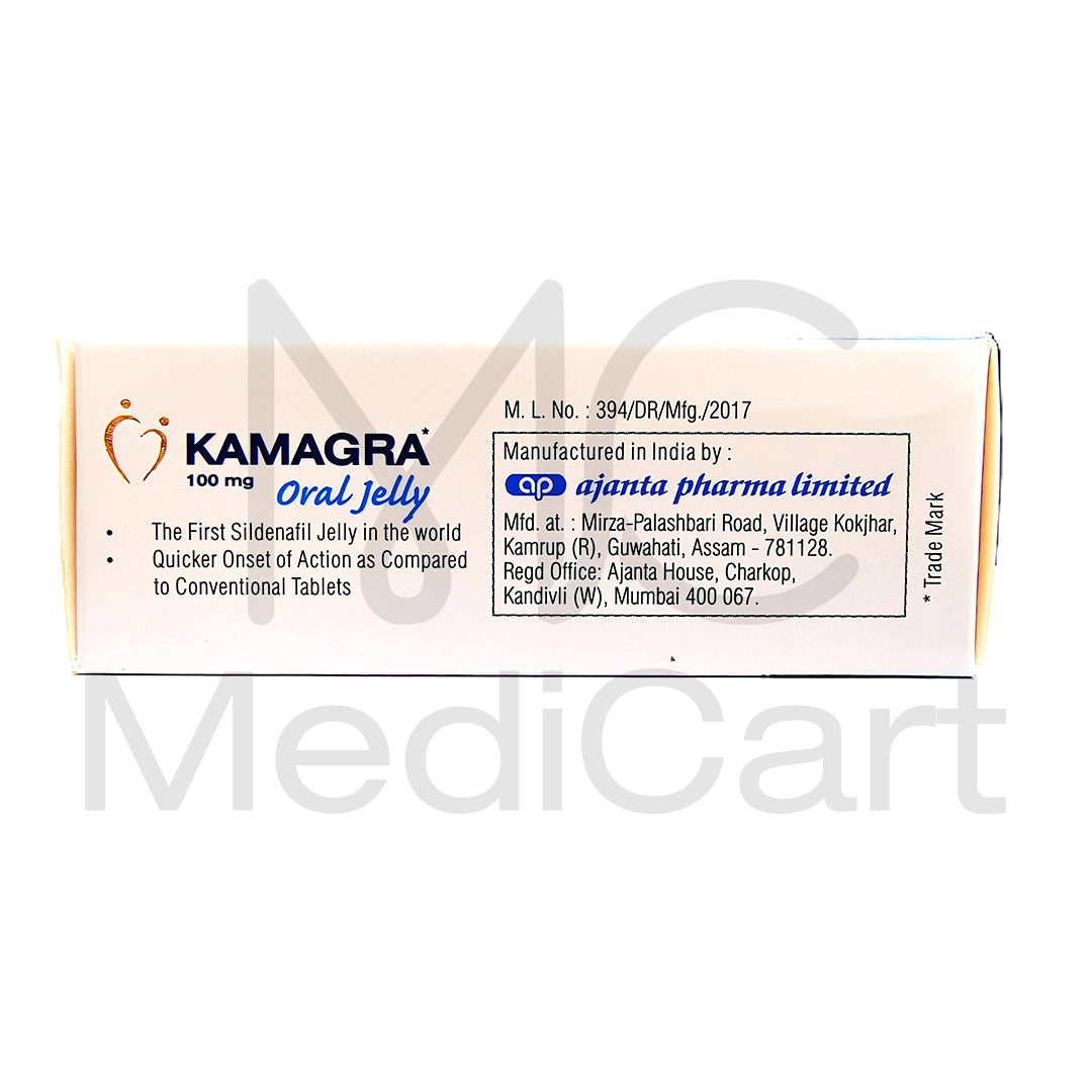 Kamagra Oral Jelly 100mg | Ajanta Sildenafil 100mg – 7 Sachets