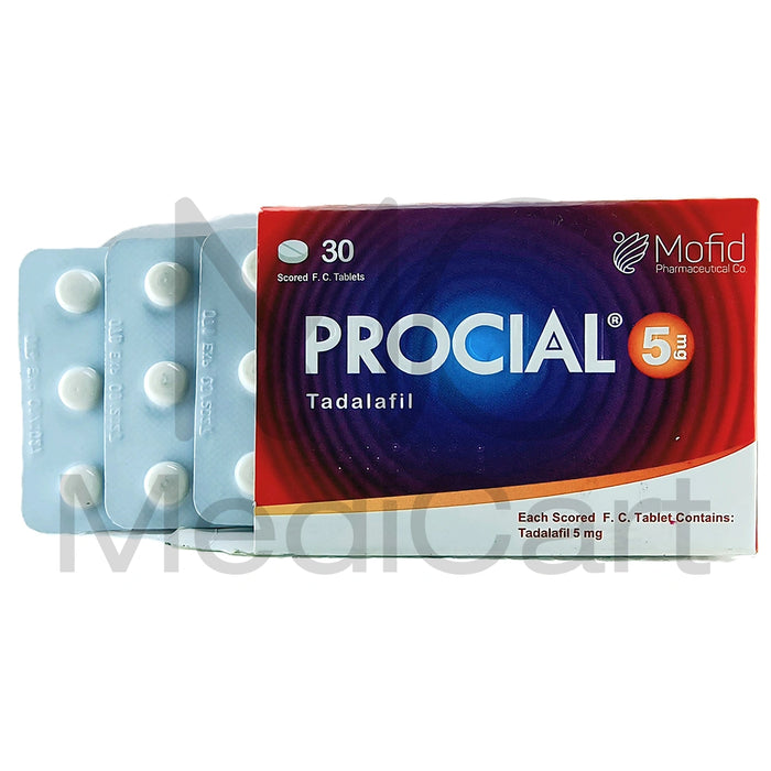 Procial 5mg Tadalafil Tablets by Mofid Pharma – 30 Tablets