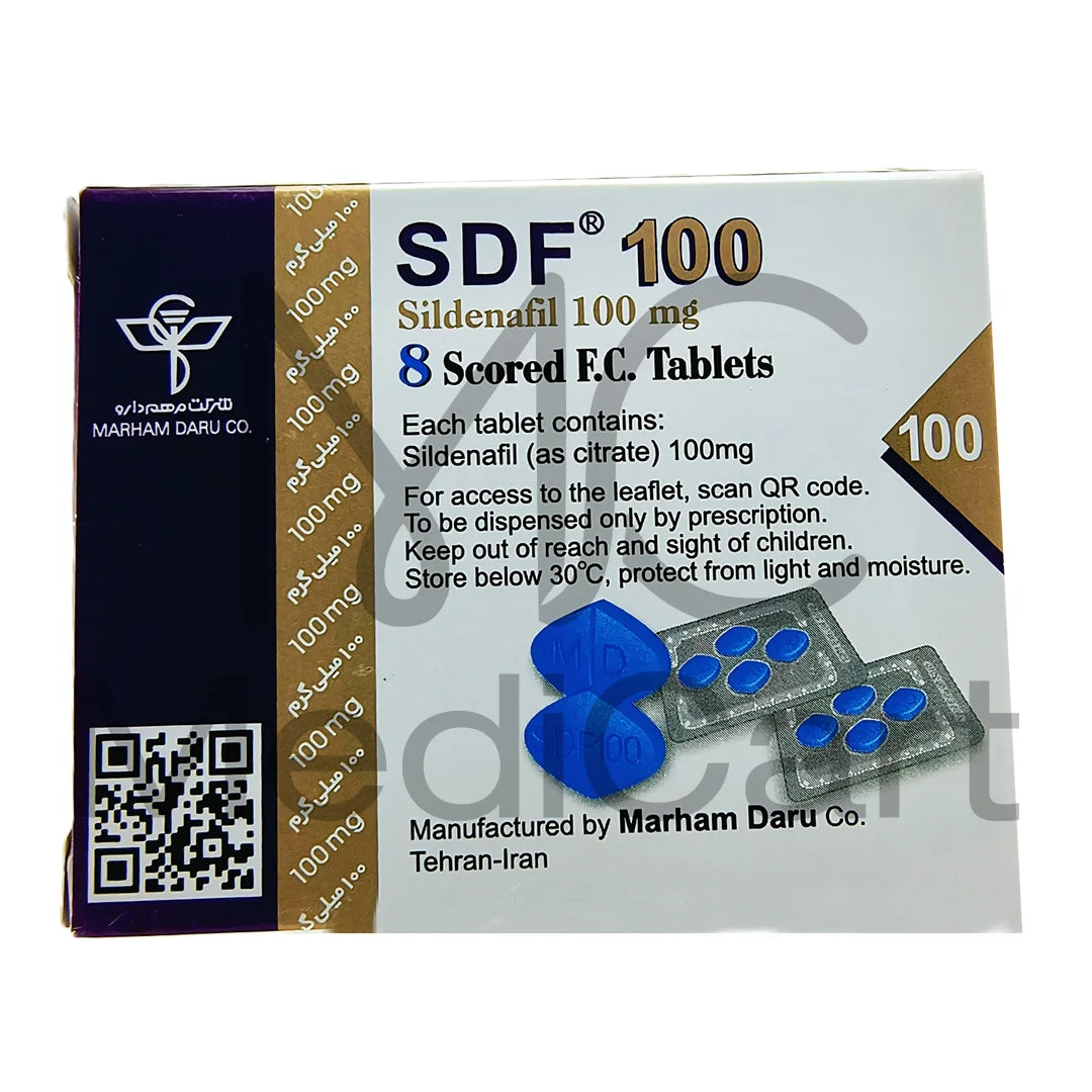 SDF 100mg Sildenafil Tablets by Marham Daru – 8 Tablets