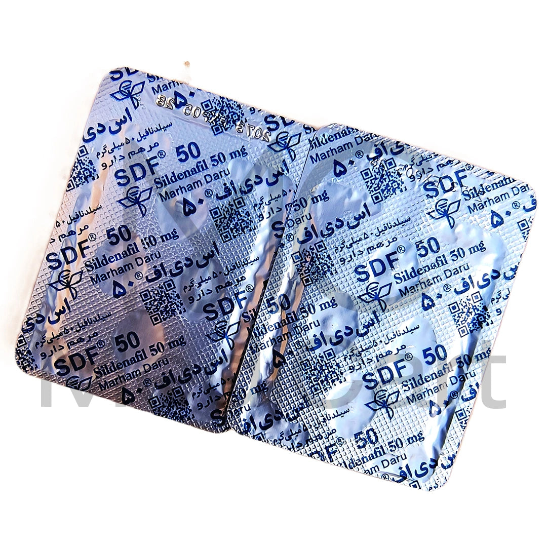SDF 50mg Sildenafil Tablets by Marham Daru – 8 Tablets