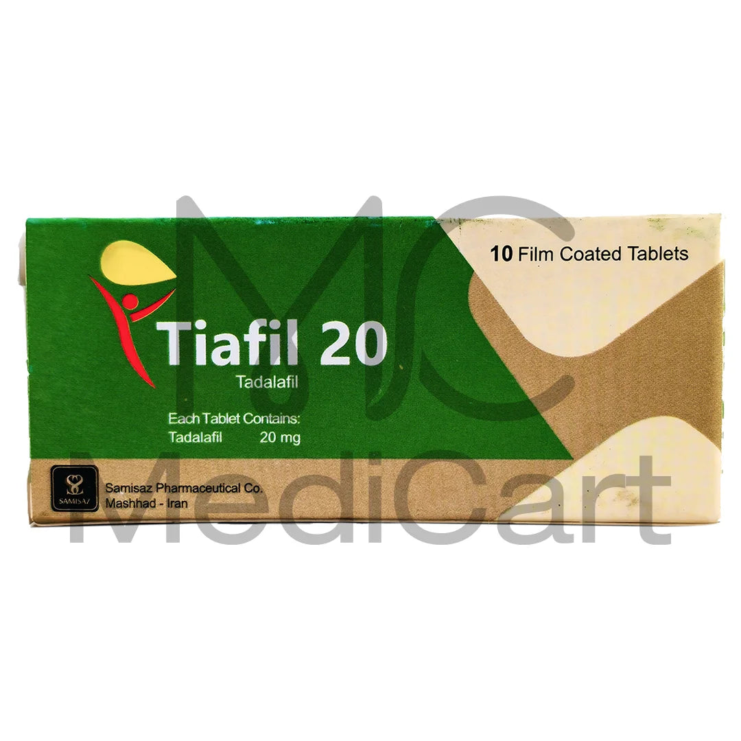 Tiafil 20mg Tadalafil Tablets by Samisaz – 10 Tablets